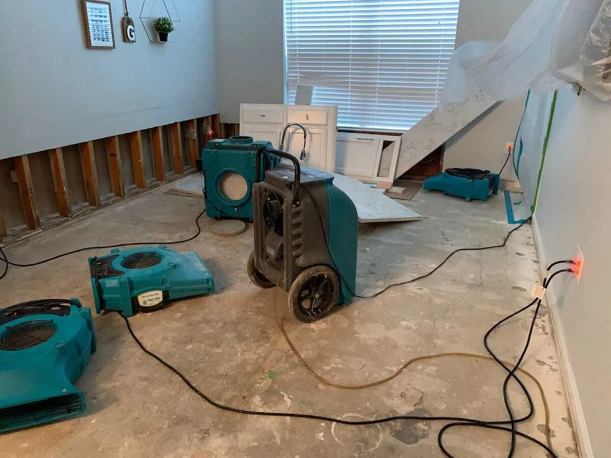 Dehumidifier in flood-cut room for Water Damage Restoration in Edgewater Park
